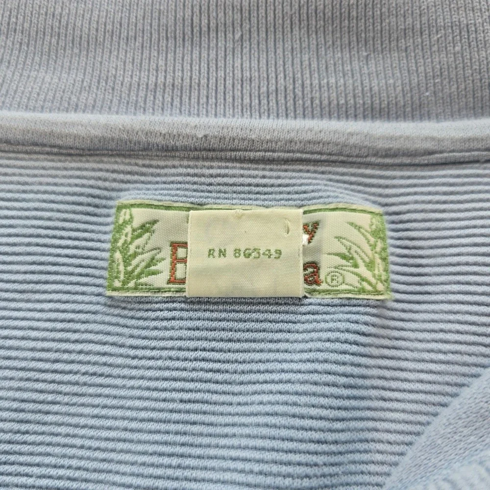 Tommy Bahama Men XXL Light Blue Silk Cotton Ribbed Short Sleeve Polo Shirt
